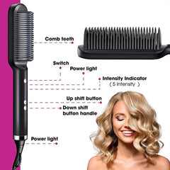 Electric Hair Brush Straightener | 2-in-1 Hair Styling Tool for Straightening and Smoothing