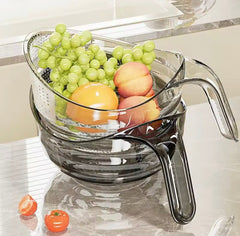 Acrylic Flexible Plastic Drainage Kitchen Basket with Handle | Multi-Purpose Strainer & Storage Organizer