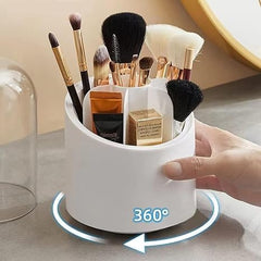 360° Rotating Cosmetic Brush Holder | Transparent Top Organizer for Makeup Essentials