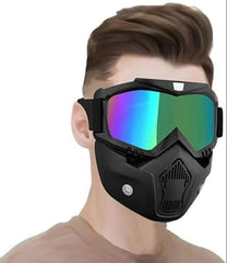 Full Face Mask with Goggles for Motorbike Riders | Protective Shield for Dust, Wind, and UV Protection