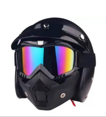 Full Face Mask with Goggles for Motorbike Riders | Protective Shield for Dust, Wind, and UV Protection