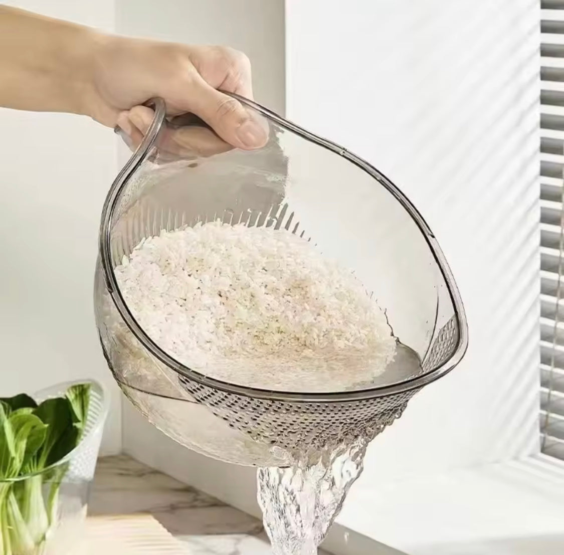 Acrylic Flexible Plastic Drainage Kitchen Basket with Handle | Multi-Purpose Strainer & Storage Organizer