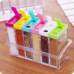 6pcs Spice Jar Set with Crystal Tray – Stylish Seasoning Organizer for Kitchen