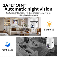 WiFi Panorama Light Bulb Security Camera | Smart 360° View Surveillance with Mobile App, Night Vision, Motion Detection