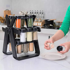 360° Rotating Spice Rack Tower with 18 Jars | Space-Saving Kitchen Organizer